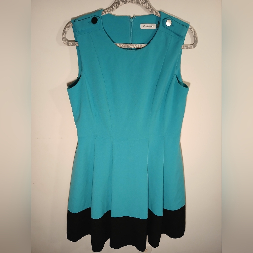 Calvin Klein Teal and Black Mini Dress